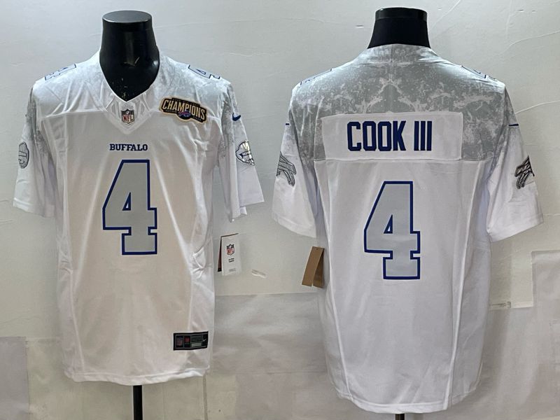 Men 2025 Buffalo Bills 4 Cook iii white 5th generation Throwback Nike Limited NFL Jersey style 07